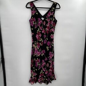 Connected Womens Y2K Dark Floral Dress Size 10 Black Whimsigoth Fairy Grunge